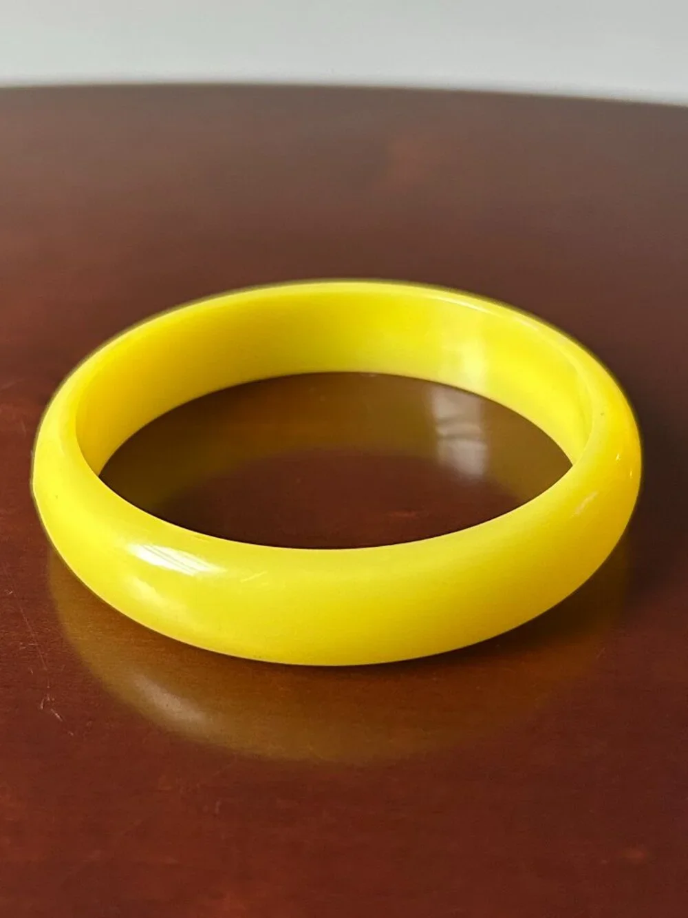 Vintage Yellow Lucite Bangle Bracelets Set of 2 Floral Retro
